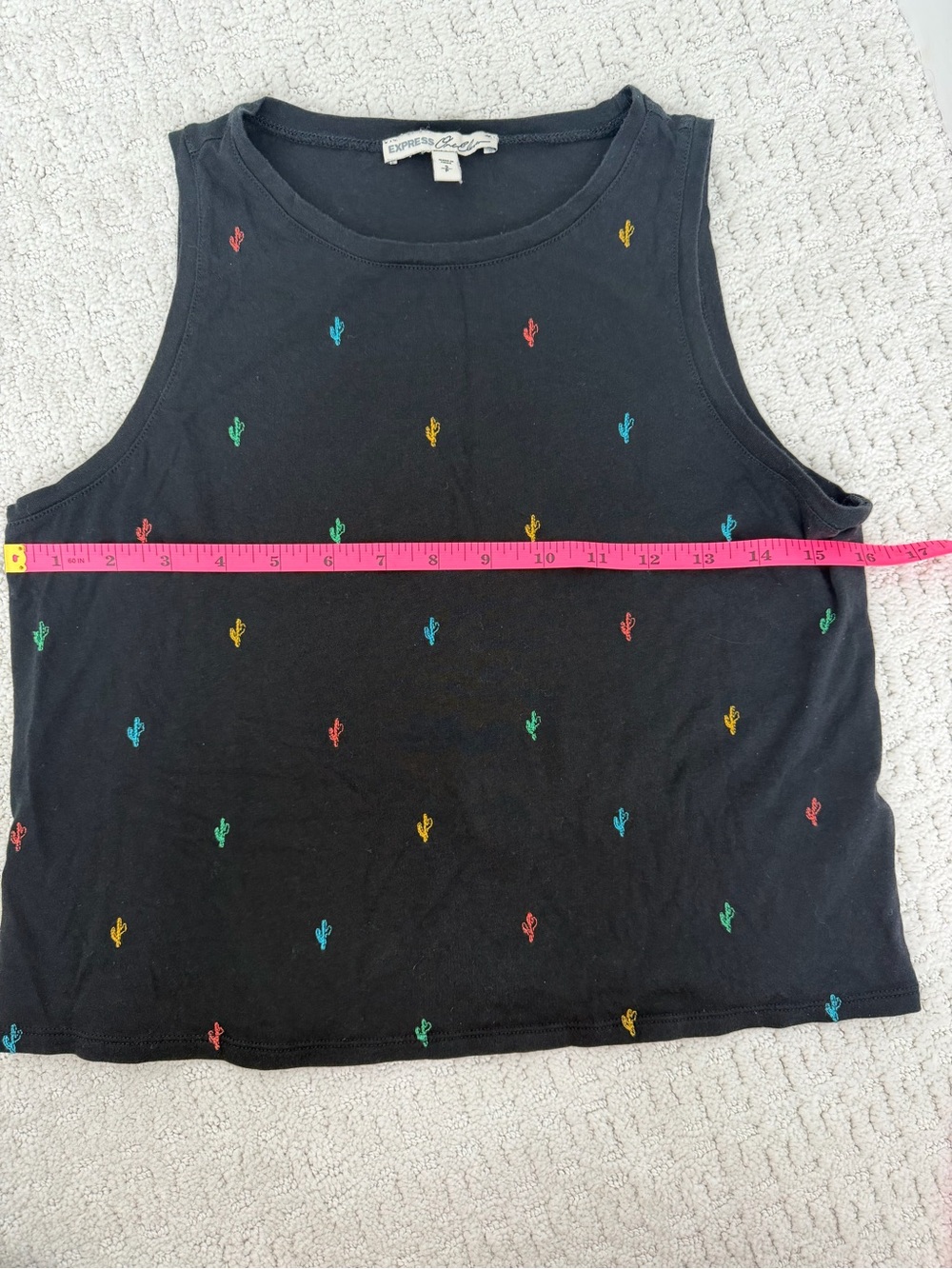 Express Black Tank Top with Multicolor Cactus Embroidery - Picture 2 of 5